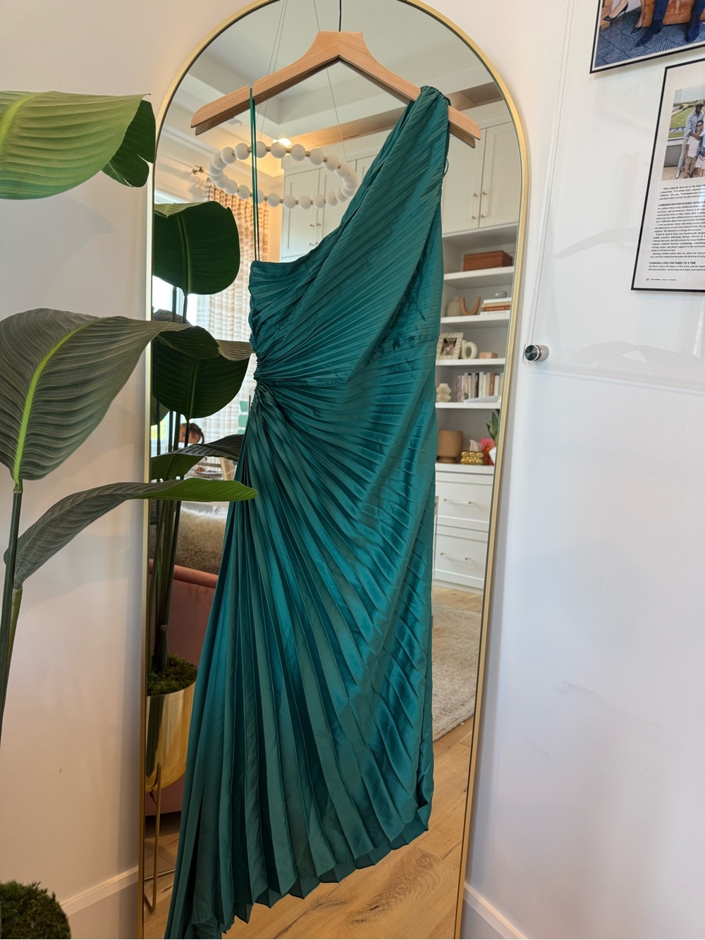 Vici Teal Pleated One-Shoulder Dress